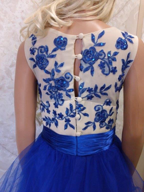 bright blue beaded dress